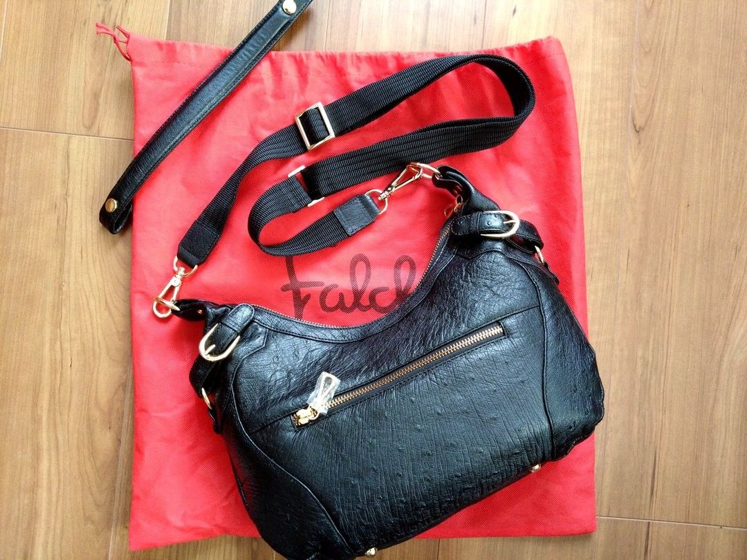 未使用美品】オーストリッチレザー 本革 ハンドバッグ 未使用美品】オーストリッチレザー 本革 ハンドバッグ