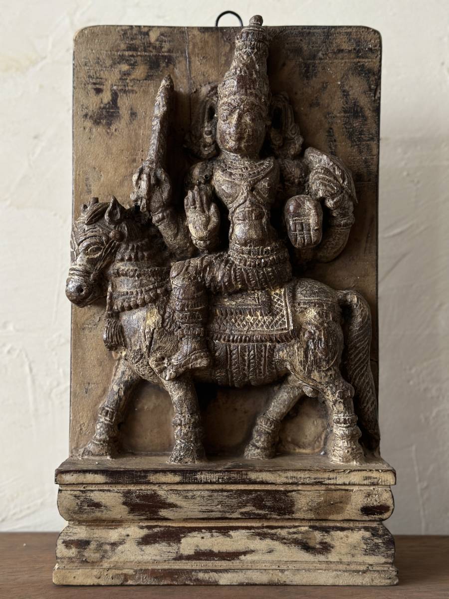 インド　アンティーク　木彫り　御守り　オブジェ　壁掛け　インテリア　古木　朽木　アート　馬　ウマ　古道具　神様