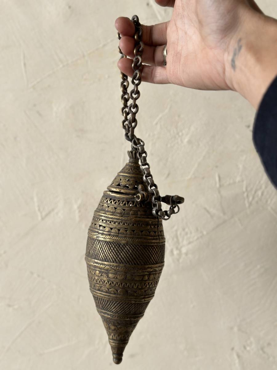  India antique fragrance establish fragrance censer brass brass made vessel objet d'art interior display hanging lowering ornament 