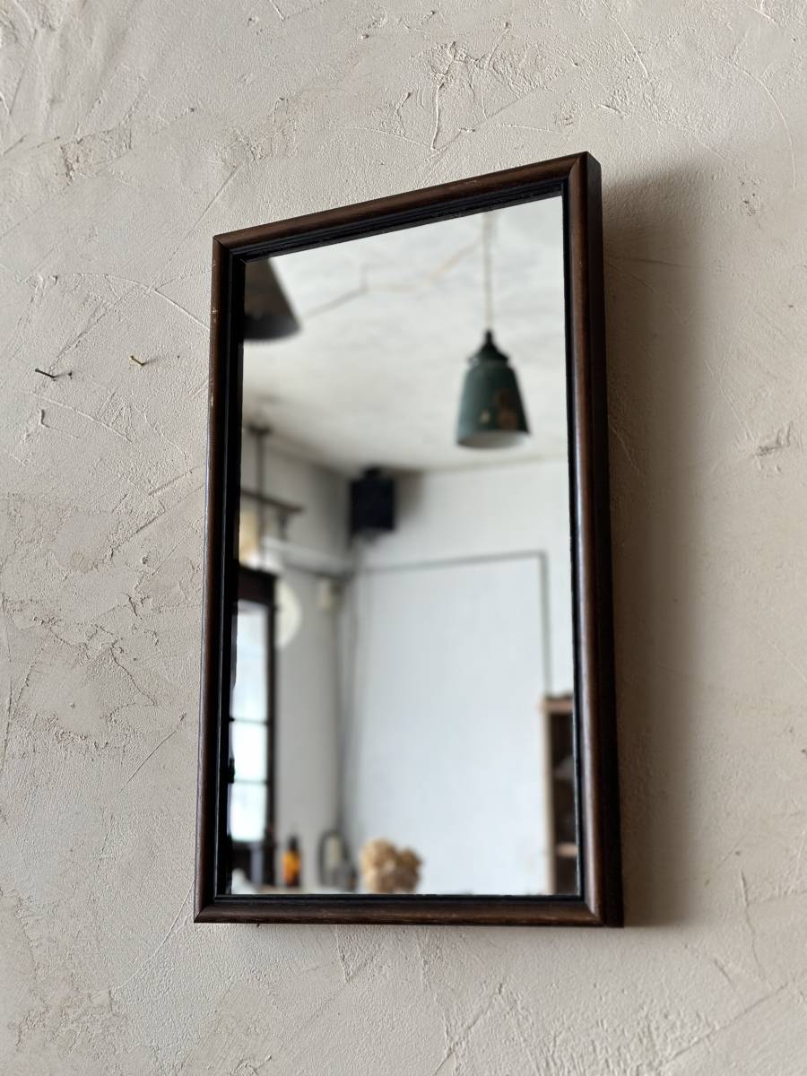 入園入学祝い 鏡 ヴィンテージ 木枠 木製 古木 壁掛け ミラー