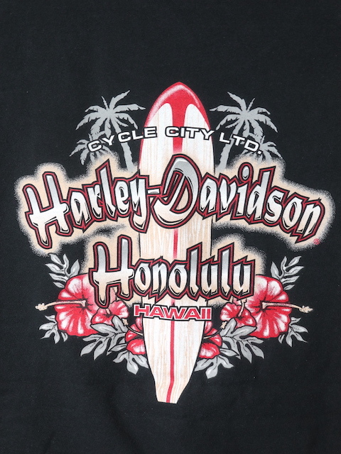HARLEY DAVIDSON■ホノルル ハワイ ロゴプリントTシャツ ブラック/XL ハーレーダビッドソン 00S HAWAII_画像7