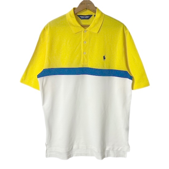 90s POLO GOLF ラルフローレン ポロ ゴルフ ピマコットン 半袖 ポロシャツ(メンズ M)切り替え_画像1