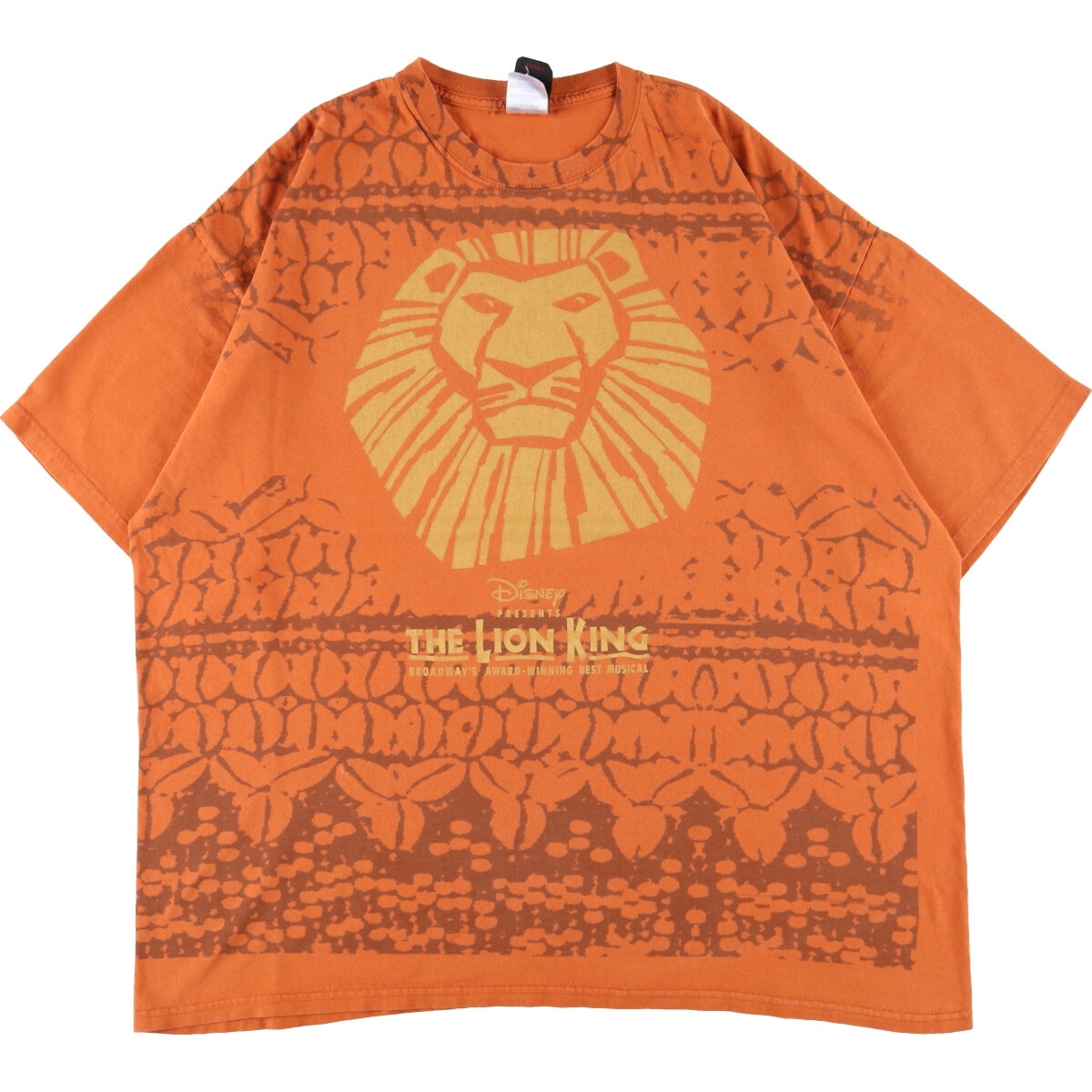 古着 ディズニー DISNEY THE LION KING ライオンキング THE BROADWAY MUSICAL キャラクタープリントTシャツ メンズXXL /eaa340495