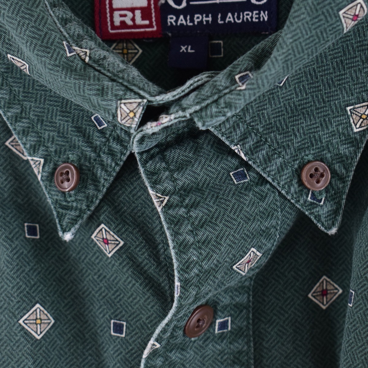 古着 90年代 ラルフローレン Ralph Lauren CHAPS チャップス 総柄 長袖 ボタンダウンシャツ メンズXL ヴィンテージ /eaa345048_画像4