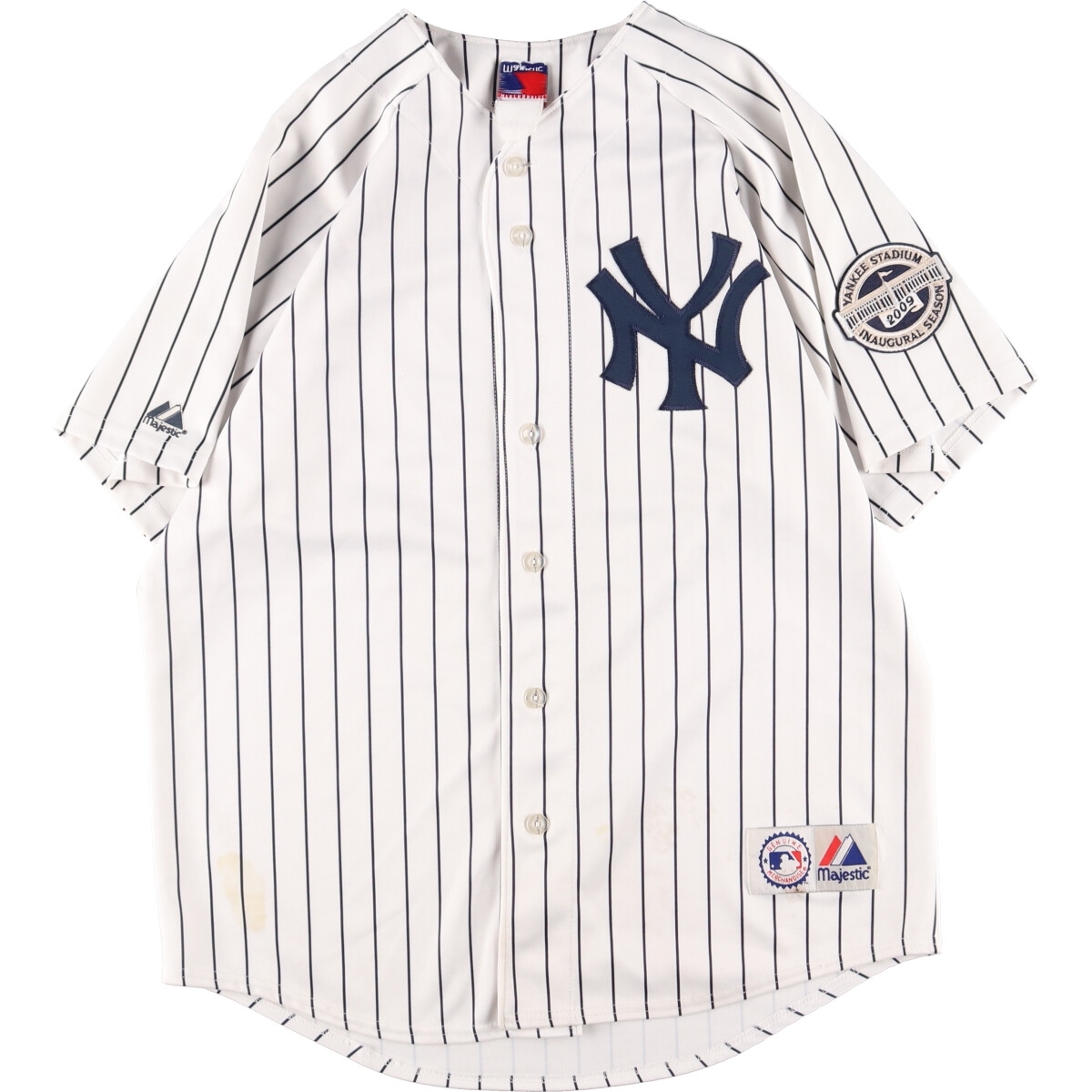 古着 マジェスティック Majestic MLB NEW YORK YANKEES ニューヨークヤンキース ゲームシャツ ベースボールシャツ メンズL /eaa346452
