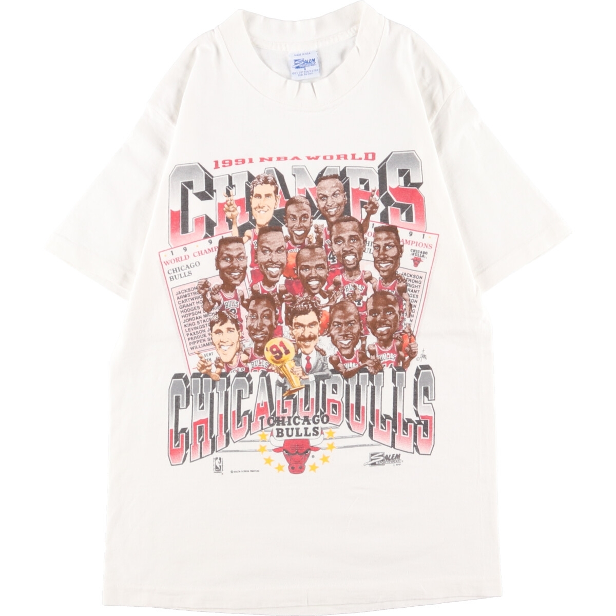古着 90年代 SALEM NBA CHICAGOBULLS シカゴブルズ スポーツプリントTシャツ USA製 メンズXS ヴィンテージ /eaa346665