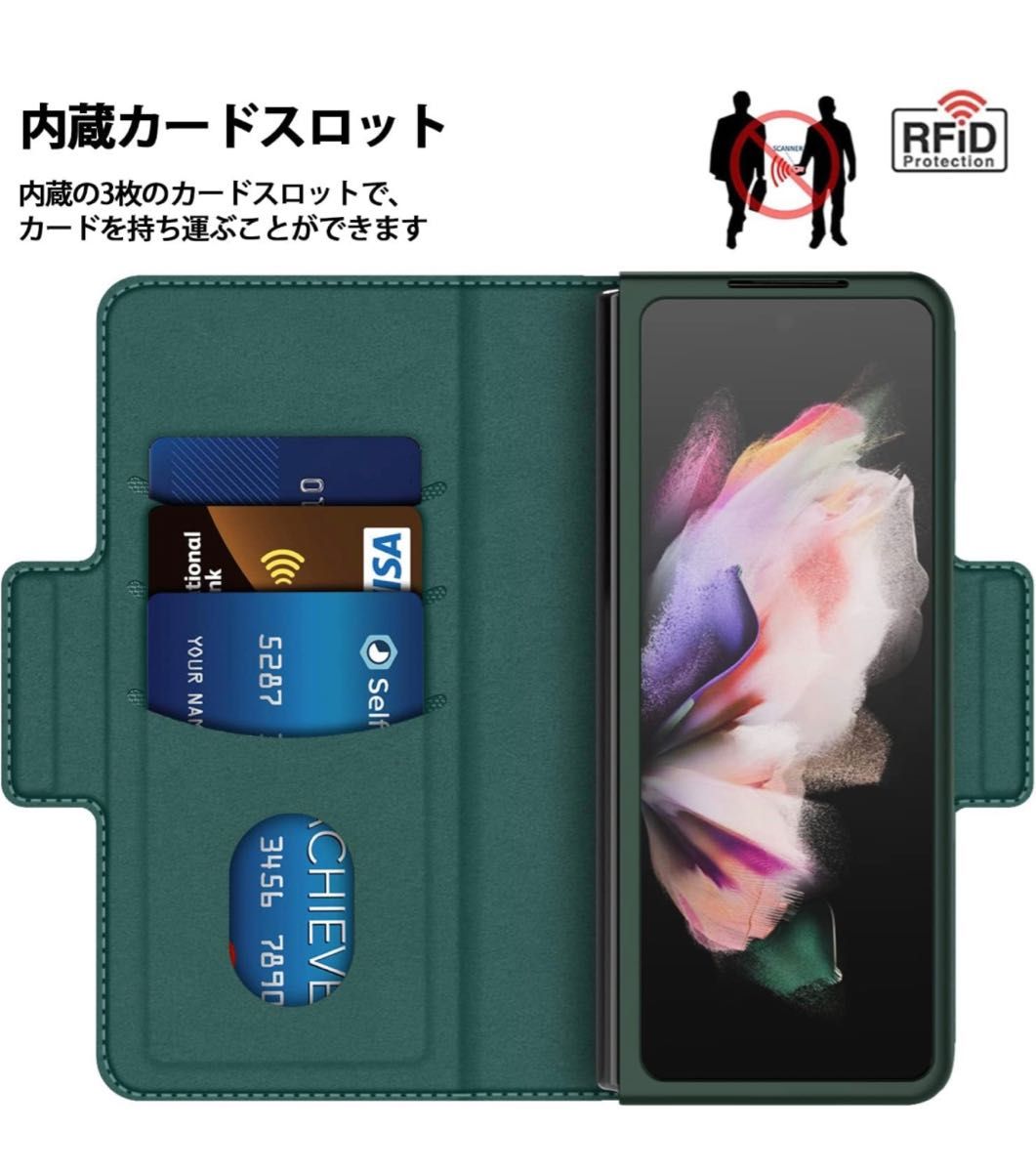 新品☆ Samsung Galaxy Z Fold3 5G対応 財布型カバー 分体 3合1手帳型　Fold3ケース多機能保護カバー