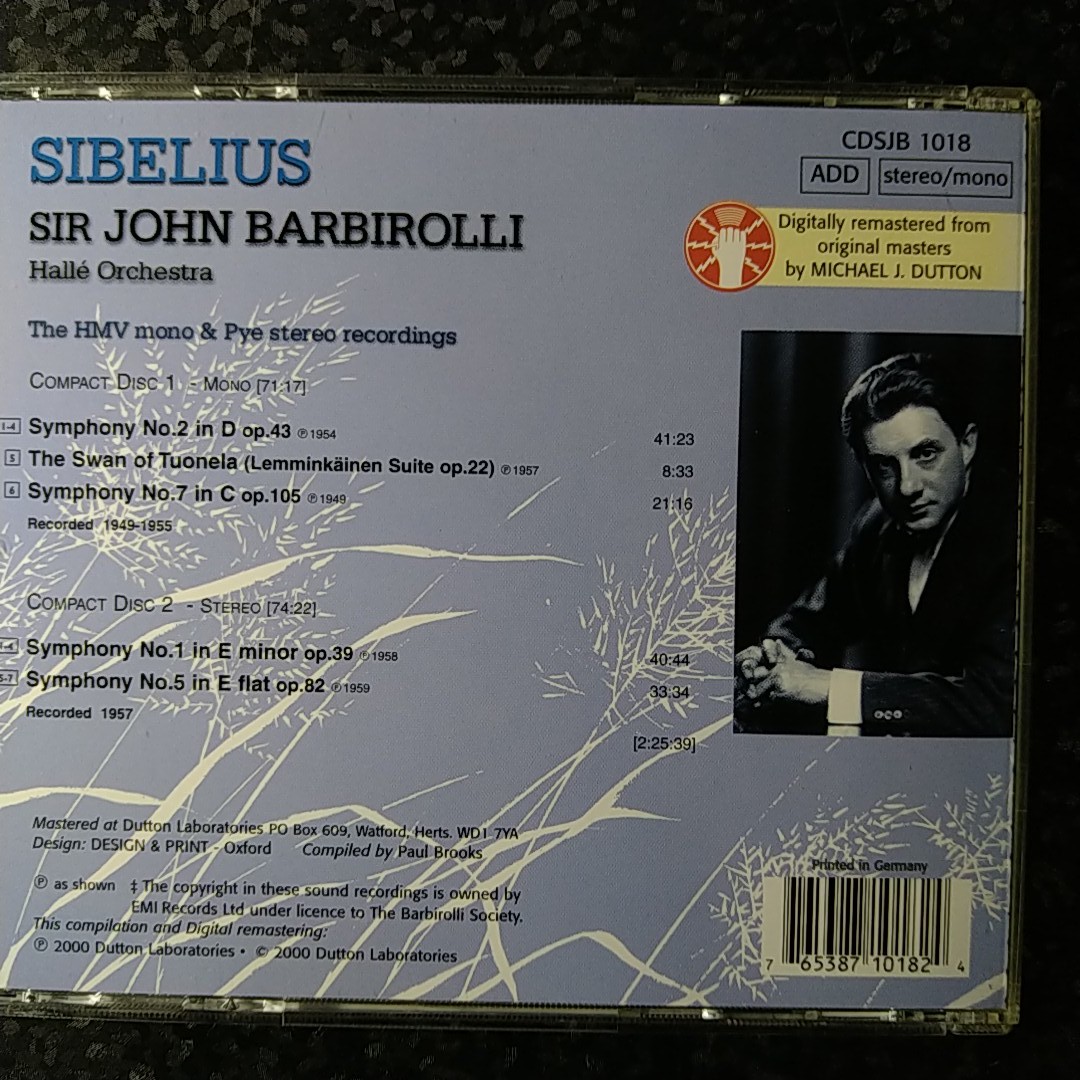 f【x80円】2CD バルビローリ シベリウス 交響曲第2,7,1,5番 Barbirolli Sibelius Symphonyの画像2