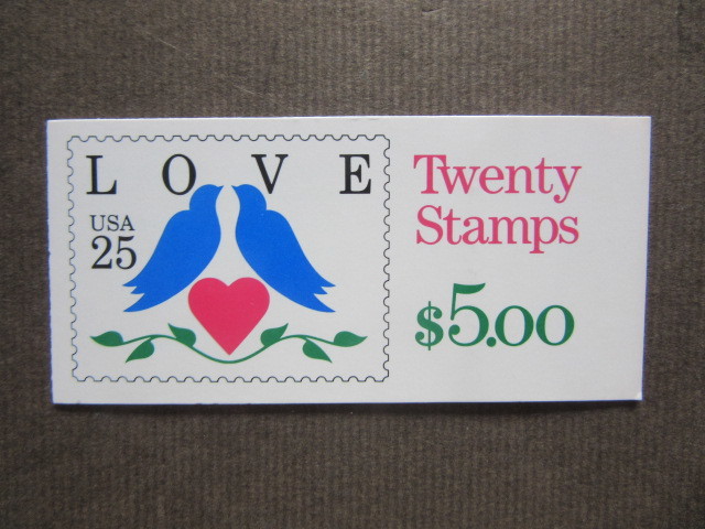 アメリカ　切手帳　５.０$　LOVE 25¢×20枚　未使用　　4/D7_画像1