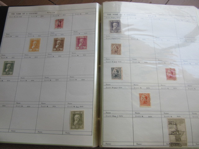 「スペイン切手　大型アルバム」　切手貼り付け　約60ページ（総数約80ページ）使用済み多い
