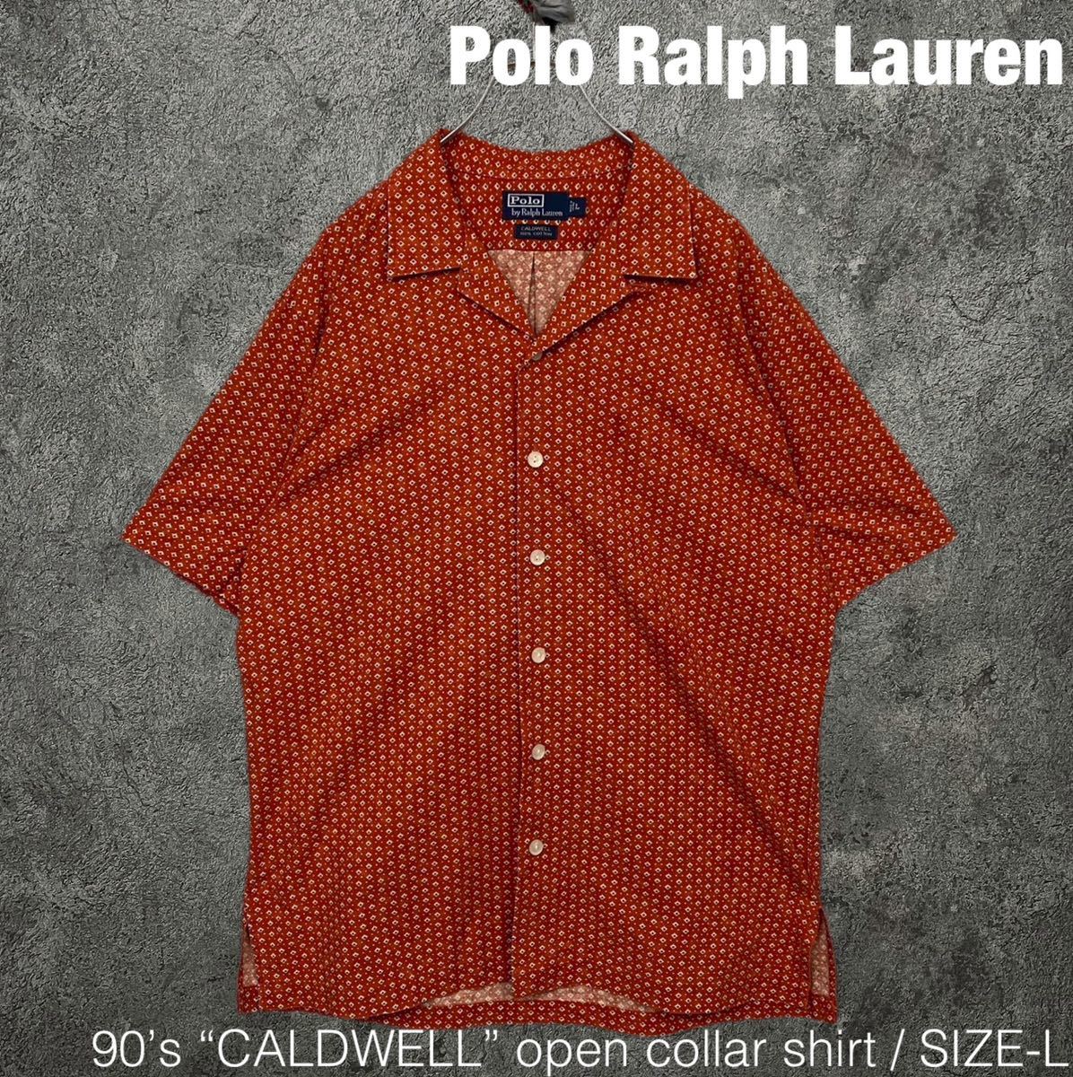 90s ポロ ラルフローレン CALDWELL 総柄 オープンカラー 開襟 シャツ ビンテージ Polo Ralph Lauren RRL 00s Y2K 小紋柄_画像1