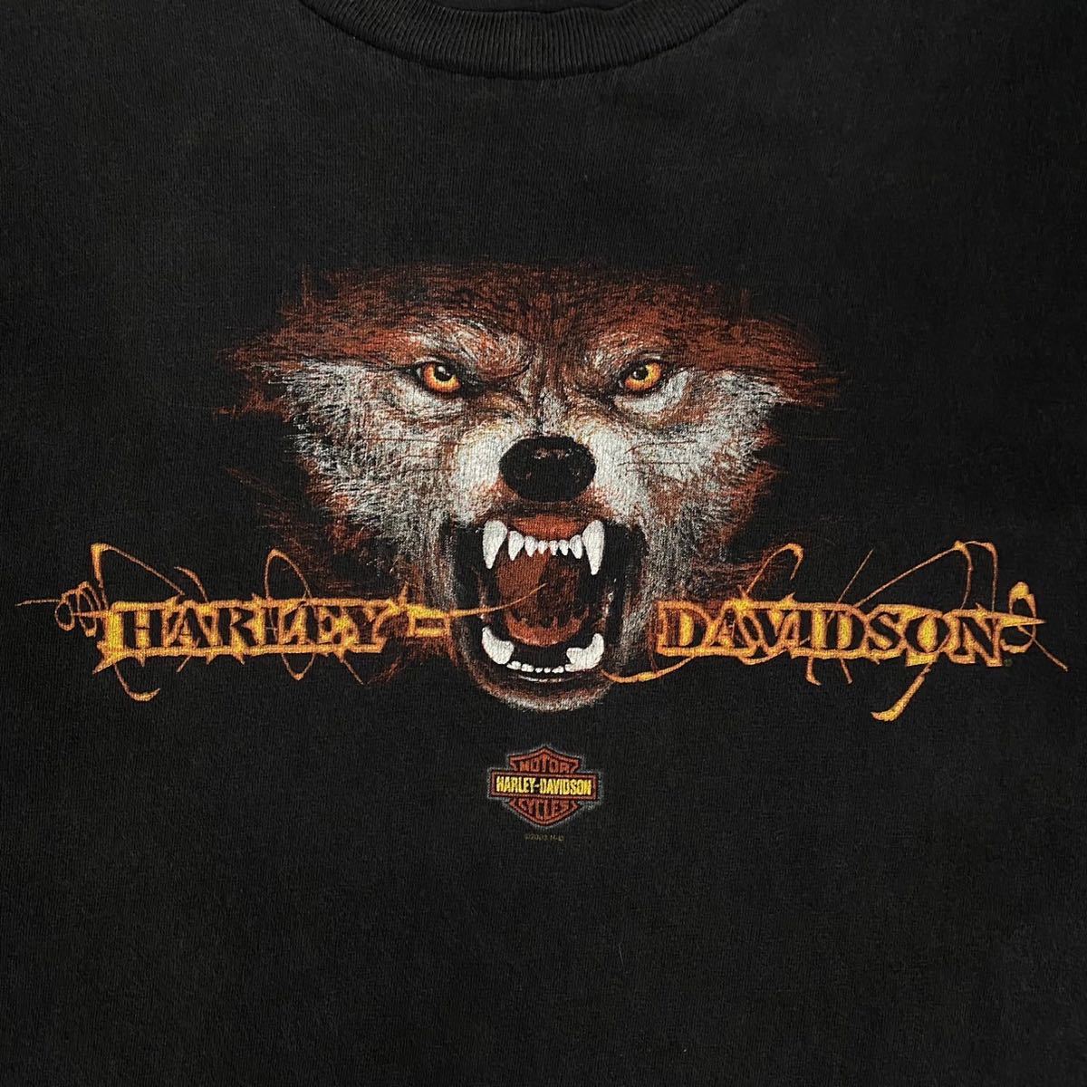 希少 Harley Davidson 00s ウルフ Tシャツ XL USA製 狼 ハーレーダビッドソン ビンテージ_画像8
