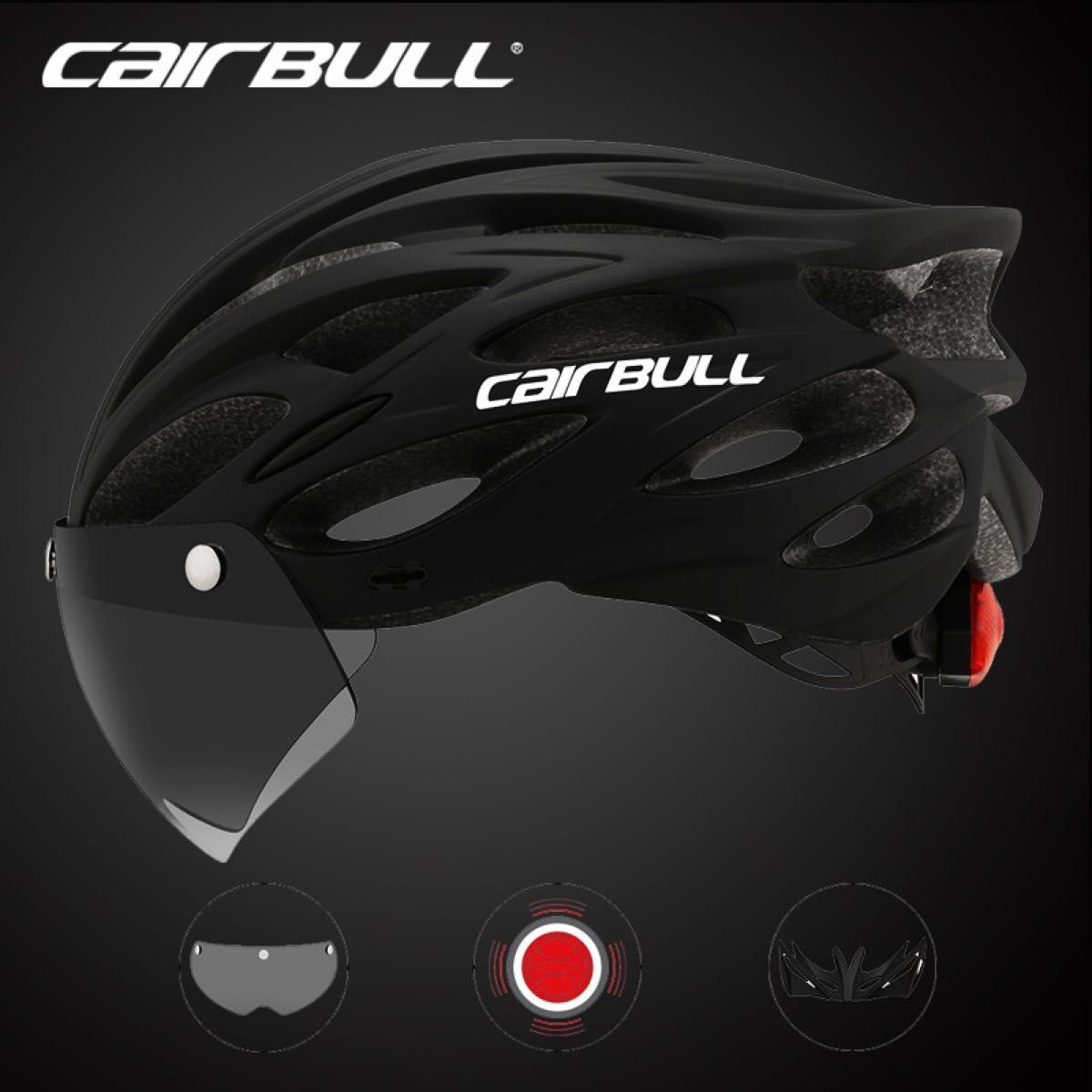 Cairbull 自転車 ヘルメット大人LEDライト 磁気ゴーグル付ロードバイクCPSC認定済 日本語説明書付き