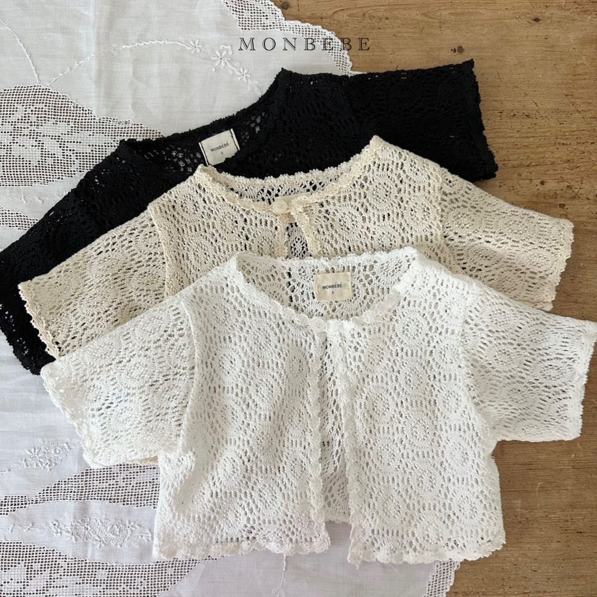 monbebe milk cream cardigan ベビーカーディガン レースボレロ フォーマル