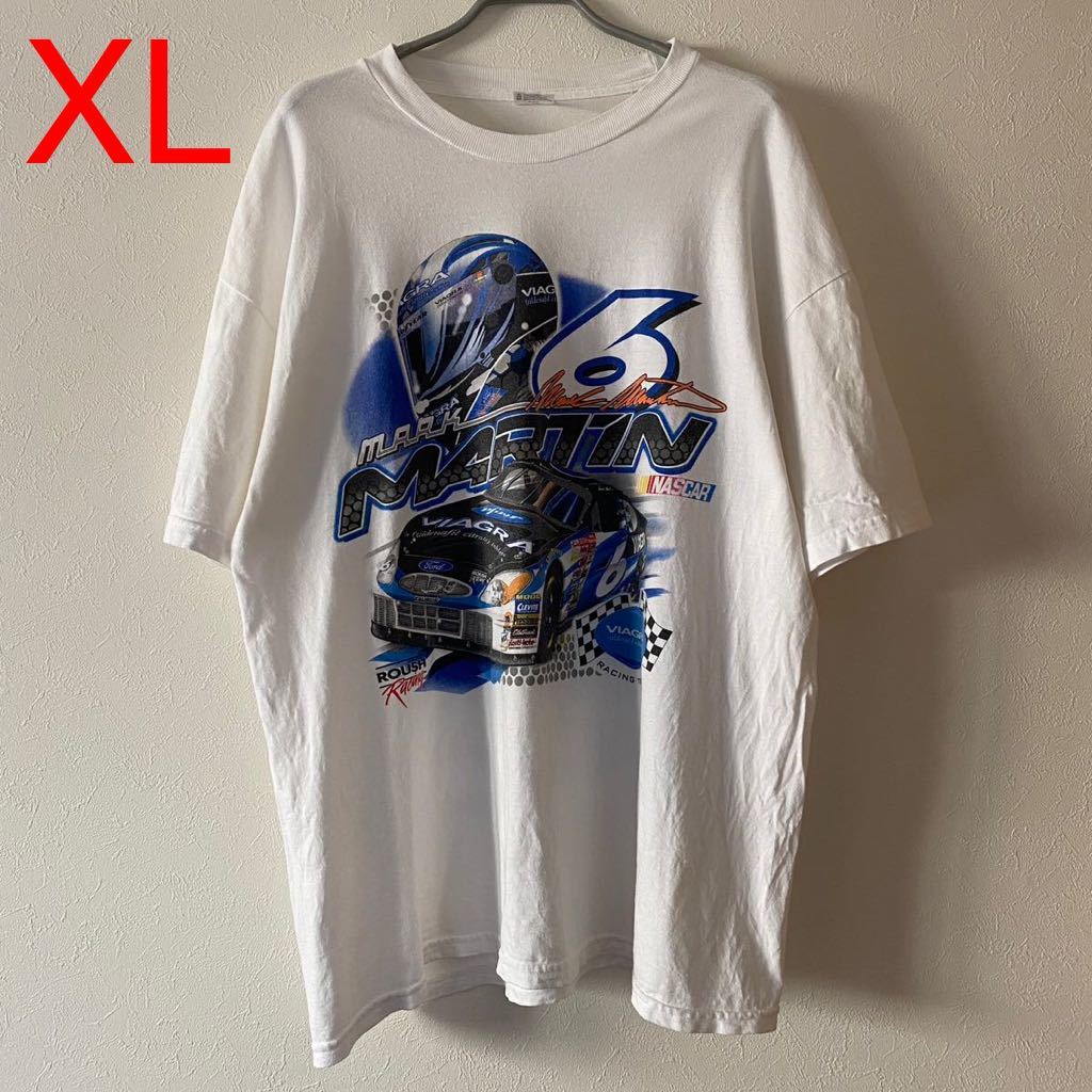 古着Y2K Mark Martin NASCAR Tour Tee XL White Daytona 500 Band Rap Tシャツ マークマーティン ナスカー デイトナ レーシング ビンテージ