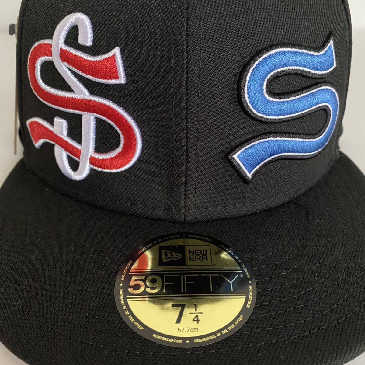 新品 レアサイズ Stussy New Era SS Logo Cap Black 7 1/4 57 7cm