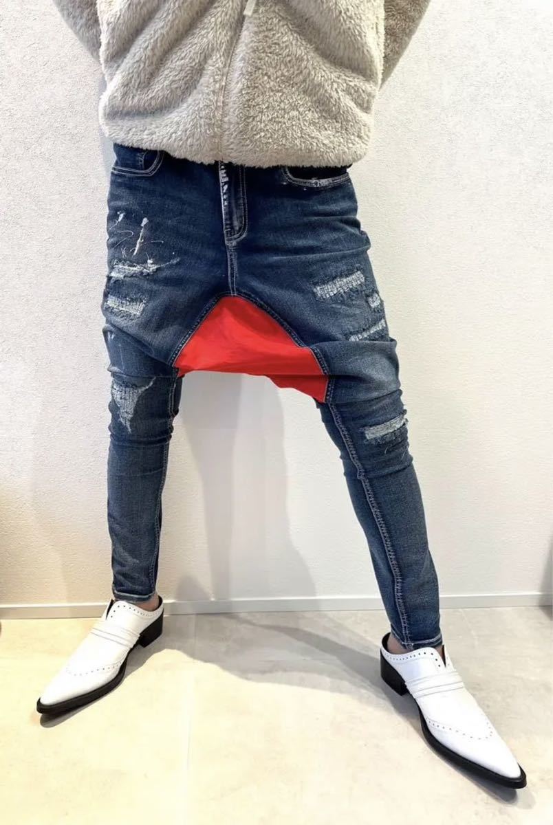 【オーダー品】サルエル パンツ デニム ペイント 変形 スキニー 検 GACKT