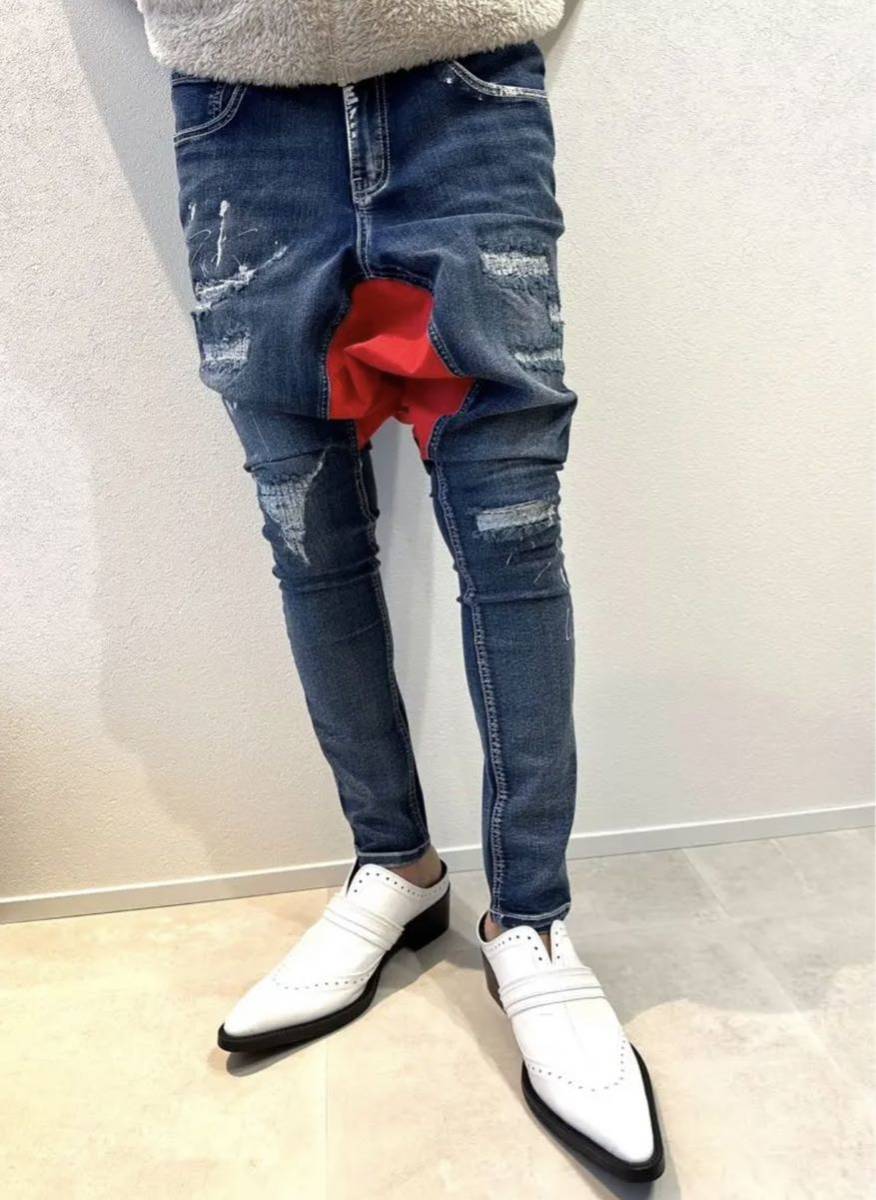 【オーダー品】サルエル パンツ デニム ペイント 変形 スキニー 検 GACKT