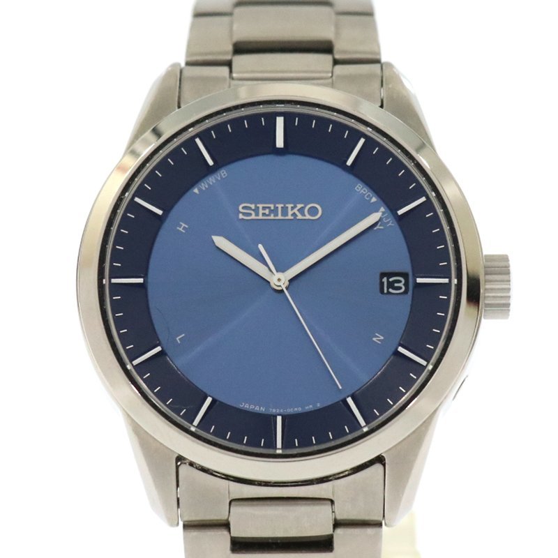 ◆ 送料無料 ◆ セイコー / SEIKO ◆ セイコーセレクション / 7B24-0BP0 ◆ 電波ソーラー ブルー文字盤 デイト チタン 動作品_画像1