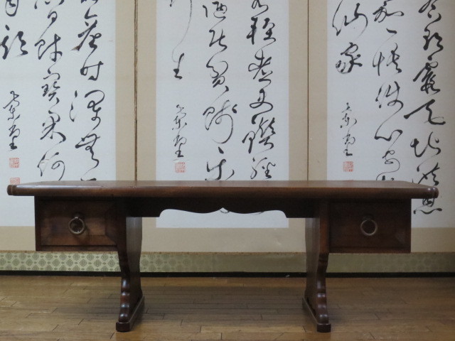 逸品 鳥取民芸 辰巳木工 吉田璋也デザイン 両袖 文机/座机/座敷机/座卓