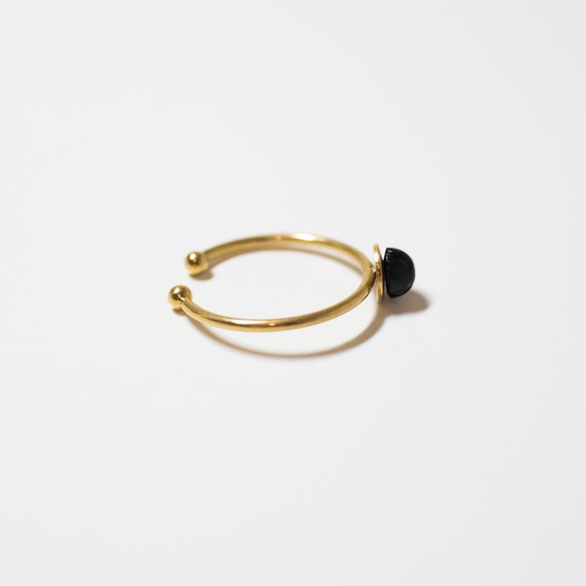 天然石 オニキス ピンキーリング 約3号 ゴールド 金属アレルギー対応　指輪