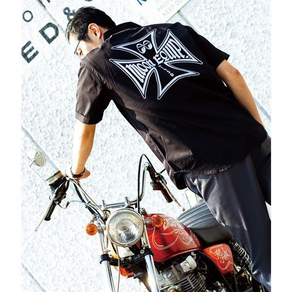 ★ムーンアイズ ワークシャツ - XL 黒 MOONEYES 正規品 MOON Equipped Iron Cross 半袖シャツ_画像5