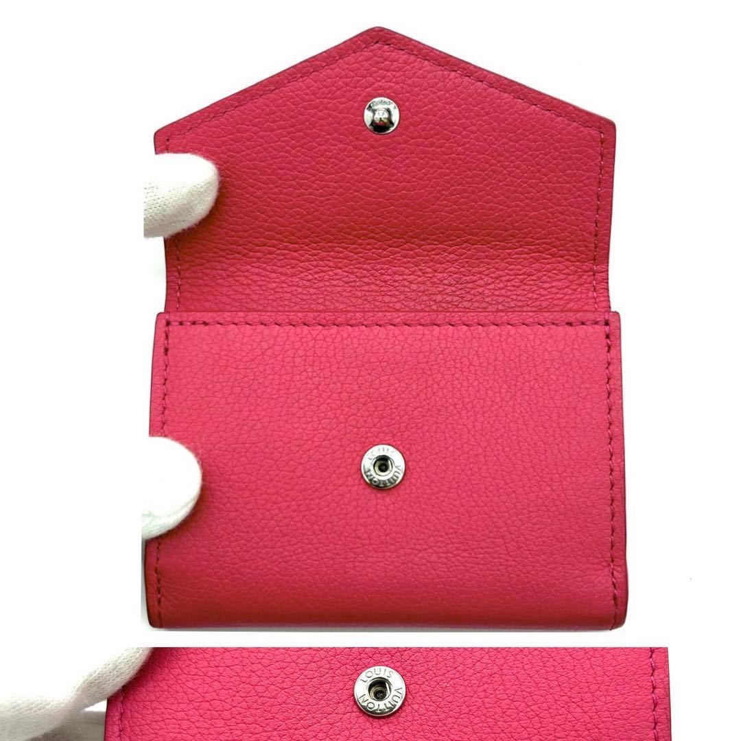 ルイヴィトン   ポルトフォイユ ロックミニ ピンク 3つ折り財布 定番 可愛い コンパクト シルバー レザー 専用箱 保存袋  人気