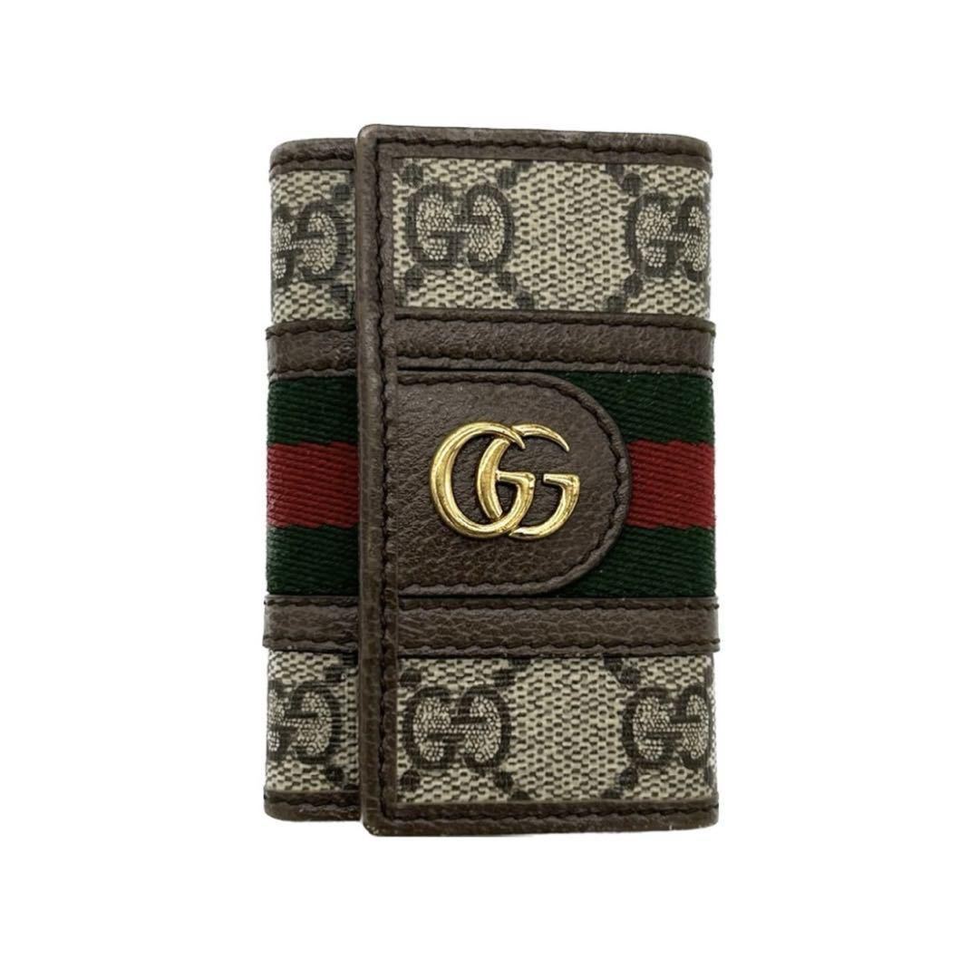 グッチ GUCCI オフィディアGGマーモント キーケース ブラウン レッド グリーン 茶 赤 緑 箱付き 袋付き ゴールド 人気 定番 男女兼用