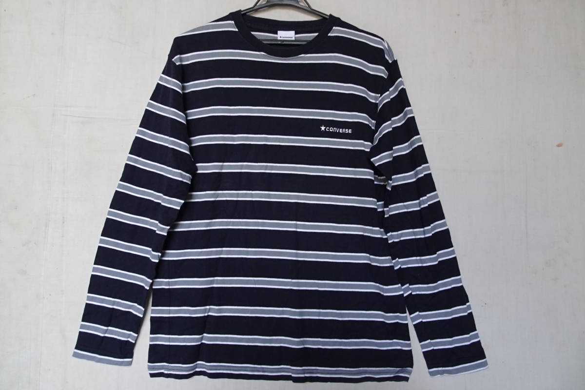 CONVERSE/コンバース/長袖Tシャツ/ロンT/白・グレーボーダー柄