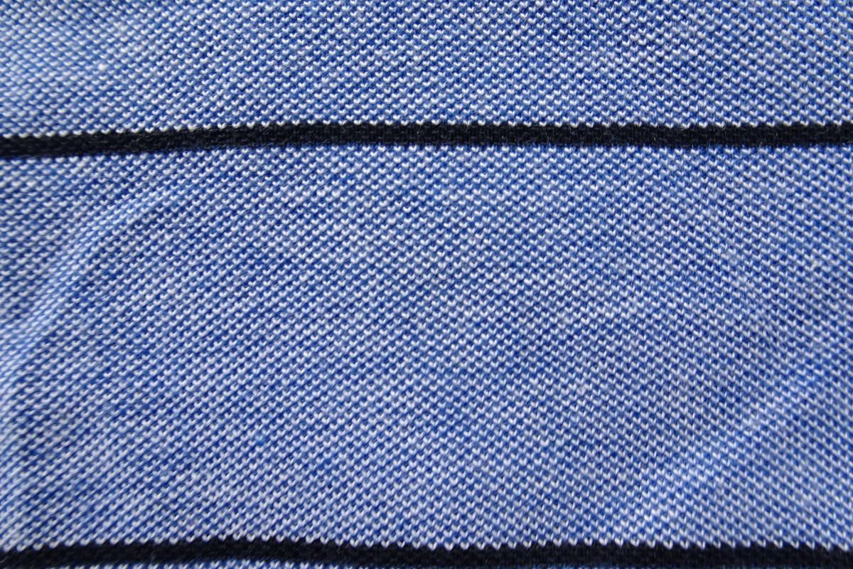 SANTA BARBARA POLO&RACQUET CLUB/半袖ポロシャツ/鹿の子素材/ボーダー柄/合皮ワッペン/サックスブルー杢/水色/Lサイズ(6/23R5)