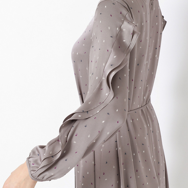 新品　 AMACA アマカ 　【ウォッシャブル】Starry Night 袖フリル素敵なドレス　ワンピース　40（L)　グレー　39600円_画像5