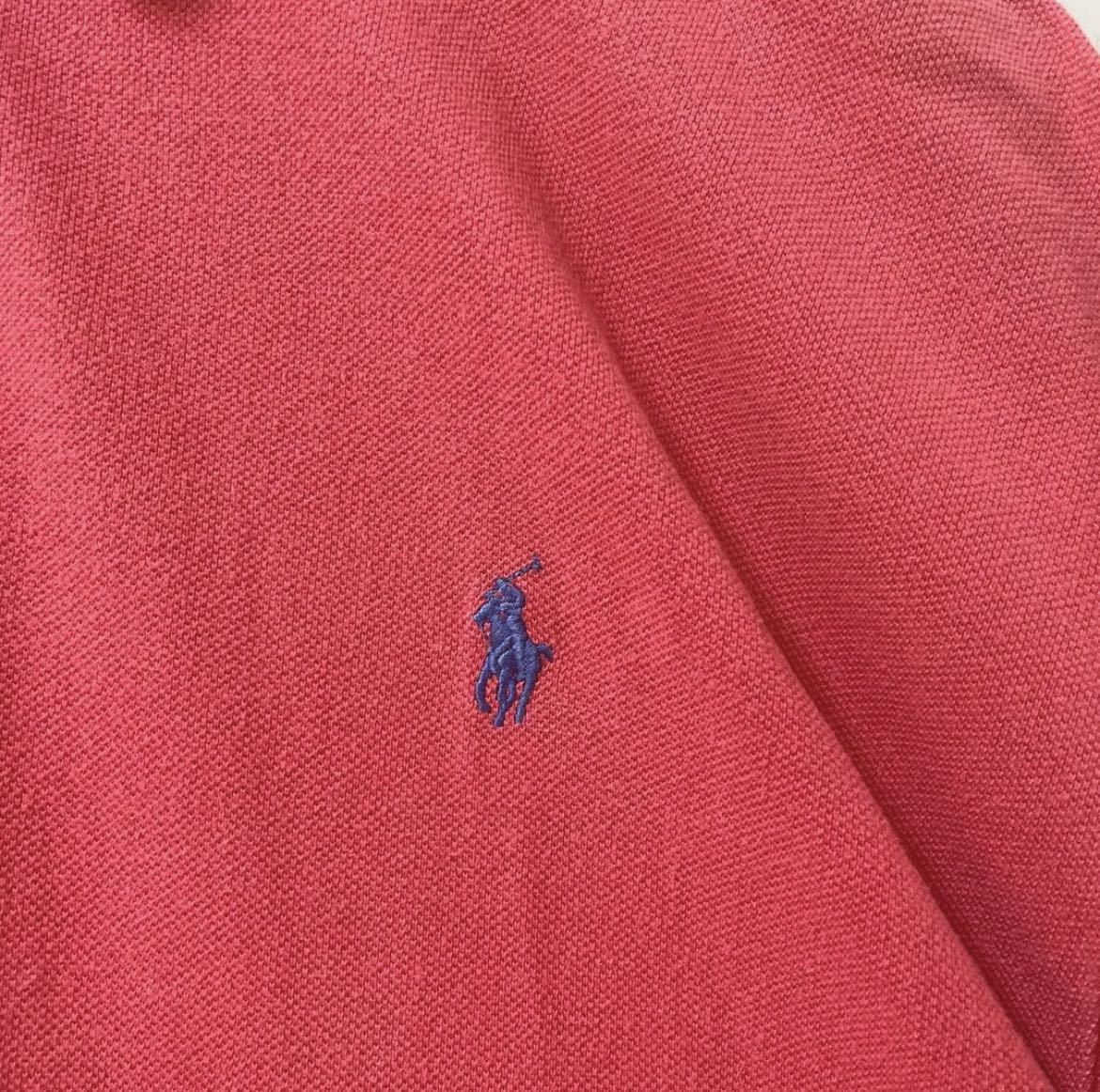 POLO RALPH LAUREN ポロ バイ ラルフローレン 半袖 ポロシャツ ポニー シンプルロゴ 刺繍 サイズXXL 90s 90年代 鹿の子 ピンク 送料無料
