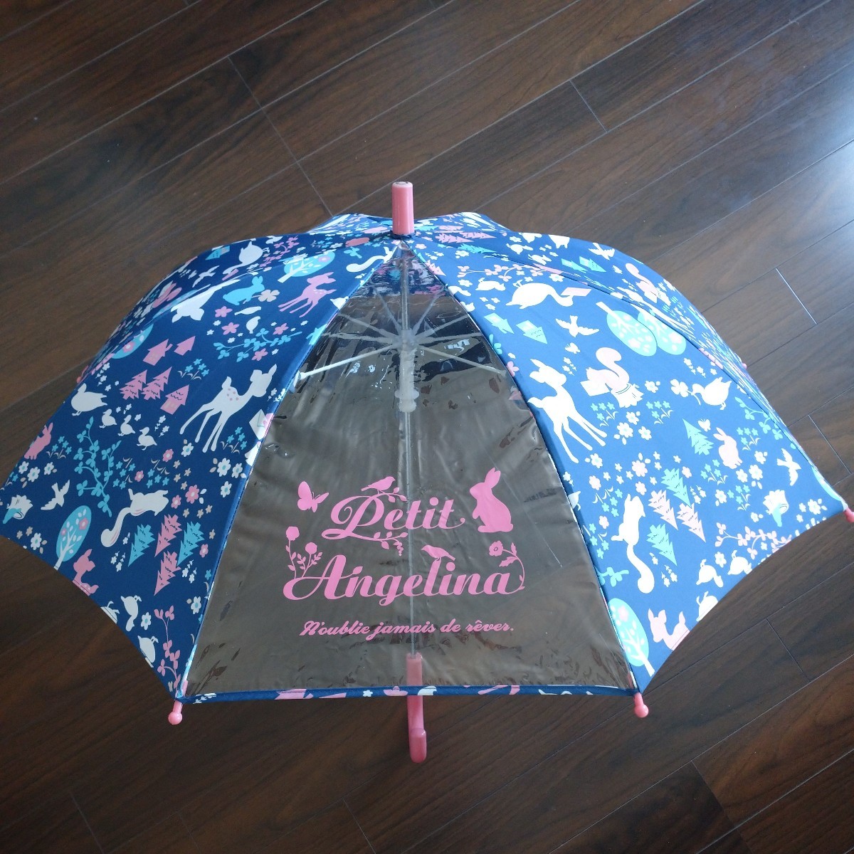 雨傘 傘 半径約50センチ 手動 窓付き 小学生 低学年 ブルー 青色 ノーブランド_画像1