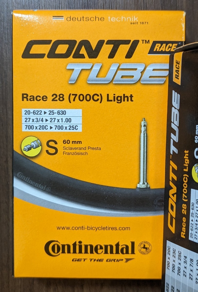 新品 Continental Race 28 Light インナーチューブ 700x20C-25C 60mm 4本セット ●Continental(コンチネンタル) Race 28(レース28) バルブ長:42mm 700x20-25C 仏式バルブ ロードバイク用チューブ 国内正規代理店品