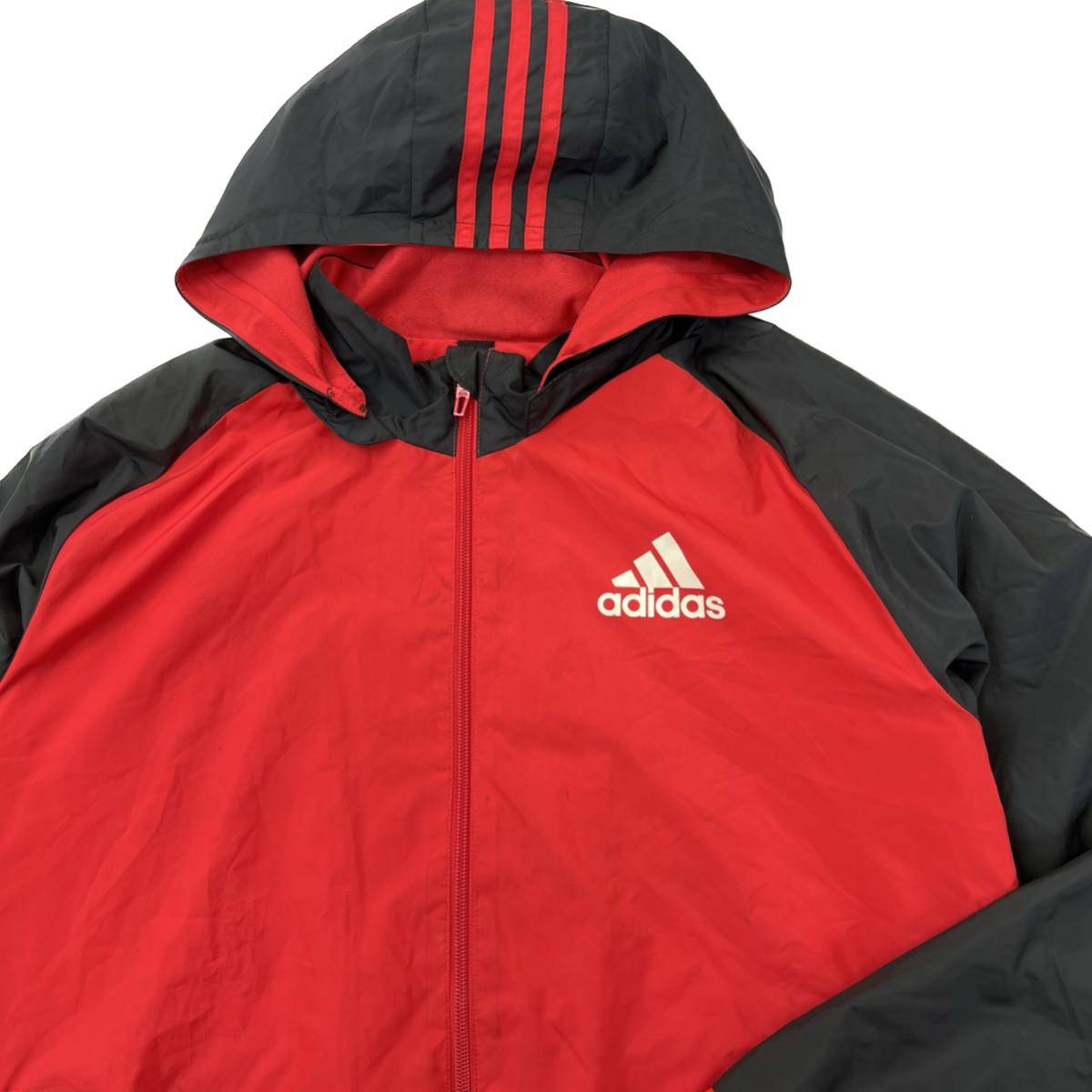 adidas * защищающий от холода подкладка * нейлон жакет нейлон Parker красный черный Kids 160 спорт тренировка популярный Adidas #FC148