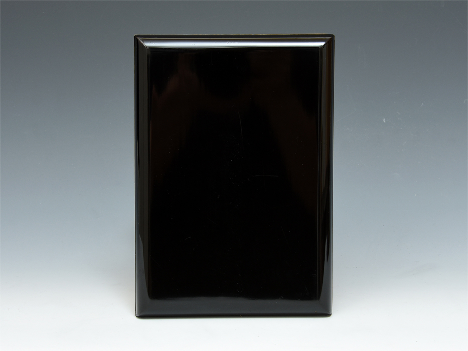 彫金入　名刺盆 銀縁 日の出鶴文 象嵌 ぞうがん 24.4cm×16.7cm 盆 呂塗 真塗 天然木 漆工芸 漆芸 木製漆器 木工芸 祝儀　z5131t