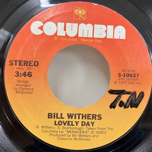 ★即決 Bill Withers / Lovely Day 3-10627 米オリジナル、2曲入り7インチ cw- It Ain't Because Of Me Baby。ビル・ウィザース_画像1