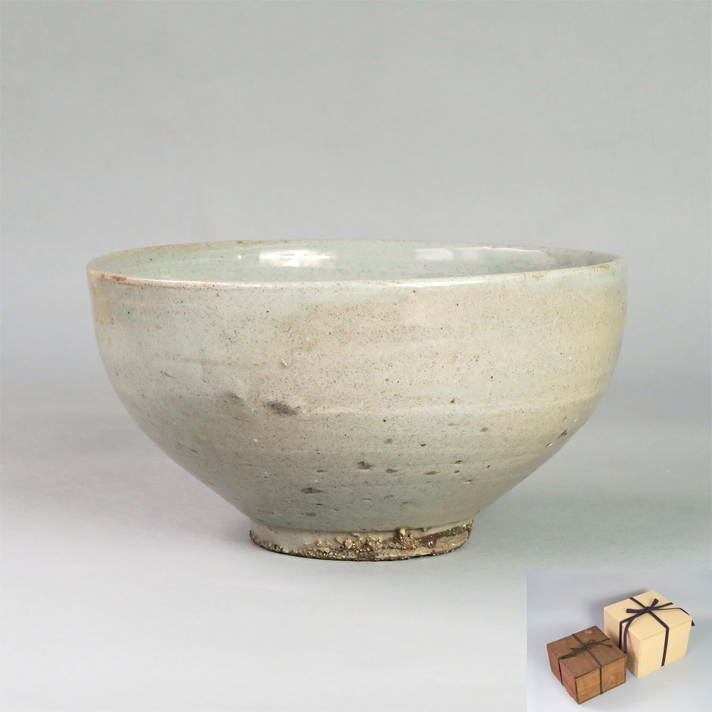 洛座】李朝末期 硬手茶碗 二重箱 茶道具 < 高麗青磁 白磁 朝鮮 韓国