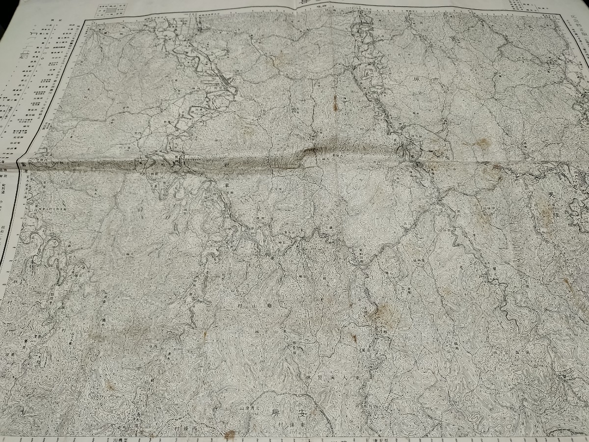 　大多喜　千葉県　古地図　 地形図　地図　資料　46×57cm　　明治36年測量　昭和27年印刷　発行　シミ　B2306_画像2