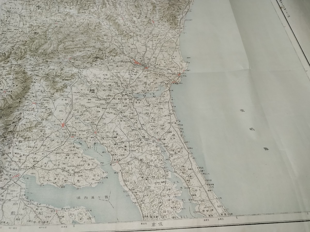水戸　茨城県　古地図　 地形図　地図　資料　46×57cm　大正4年製版　大正4年印刷　発行　イタミ　　B2306_画像2