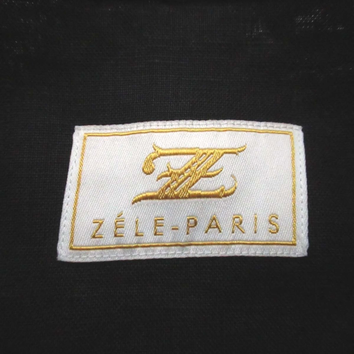 美品 ZELE PARIS ゼルパリ 長袖 ワークシャツ 黒 ブラック C0504_画像5