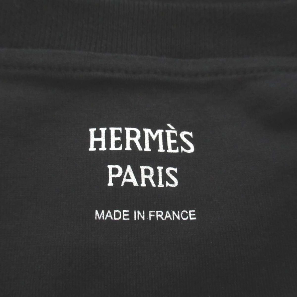 美品 HERMES エルメス デザイン 半袖 Tシャツ カットソー サイズ38 黒 ブラック C0504_画像7