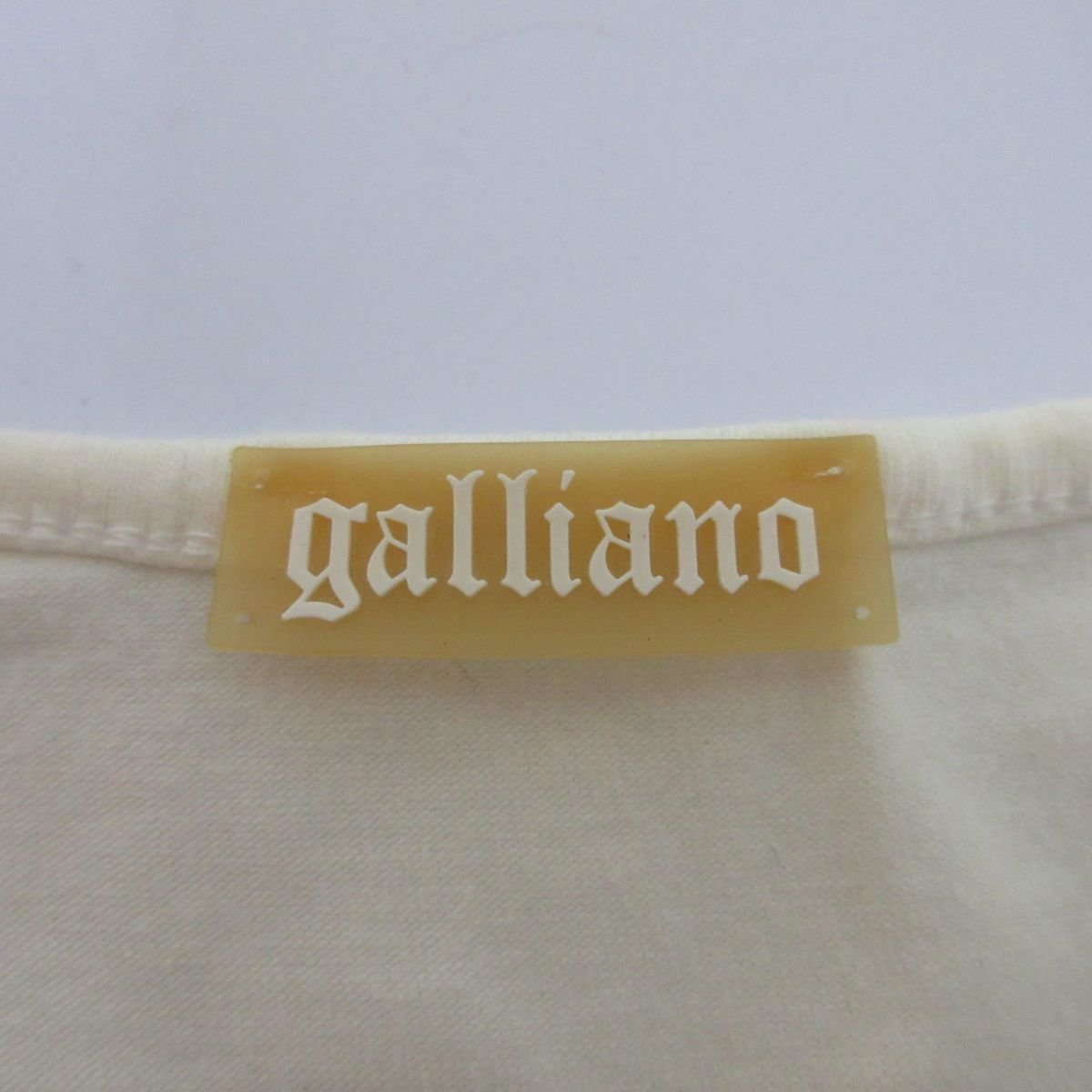 美品 galliano ジョンガリアーノ アーカイブ スカル レース プリント バックロゴ 半袖 Tシャツ カットソー サイズXS 白 ホワイト_画像4