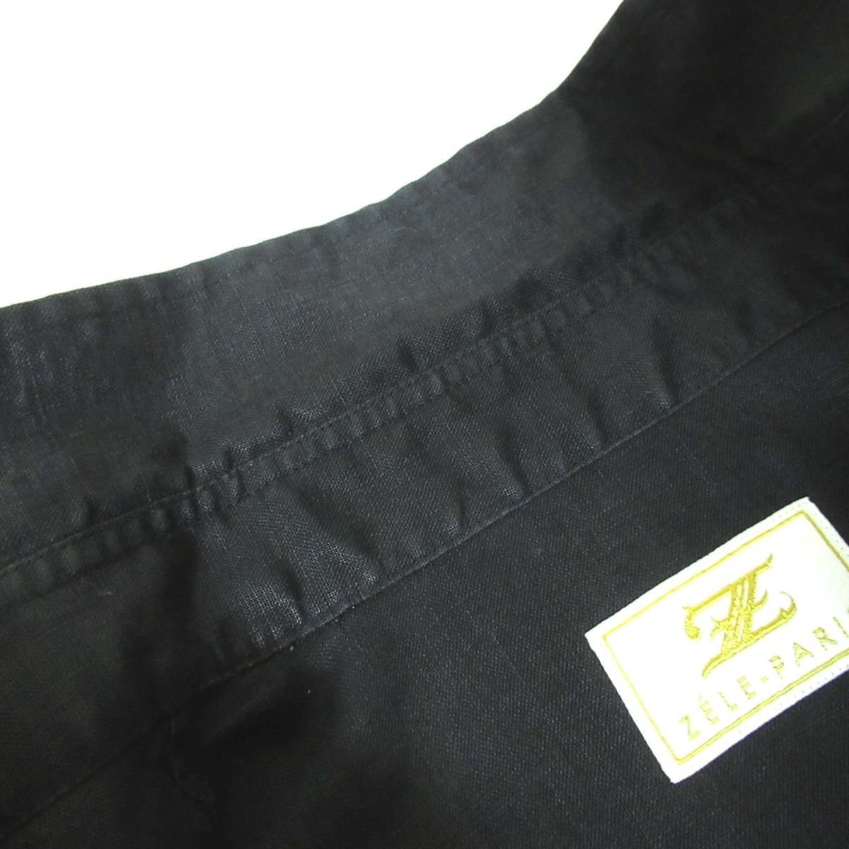美品 ZELE PARIS ゼルパリ 長袖 ワークシャツ 黒 ブラック C0504_画像4