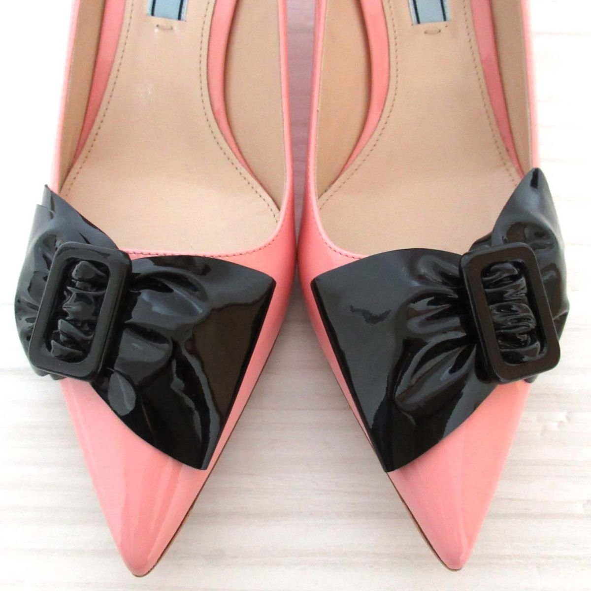 メーカー再生品】 未使用 PRADA C0504 ピンク×ブラック 24.5cm相当 1/2