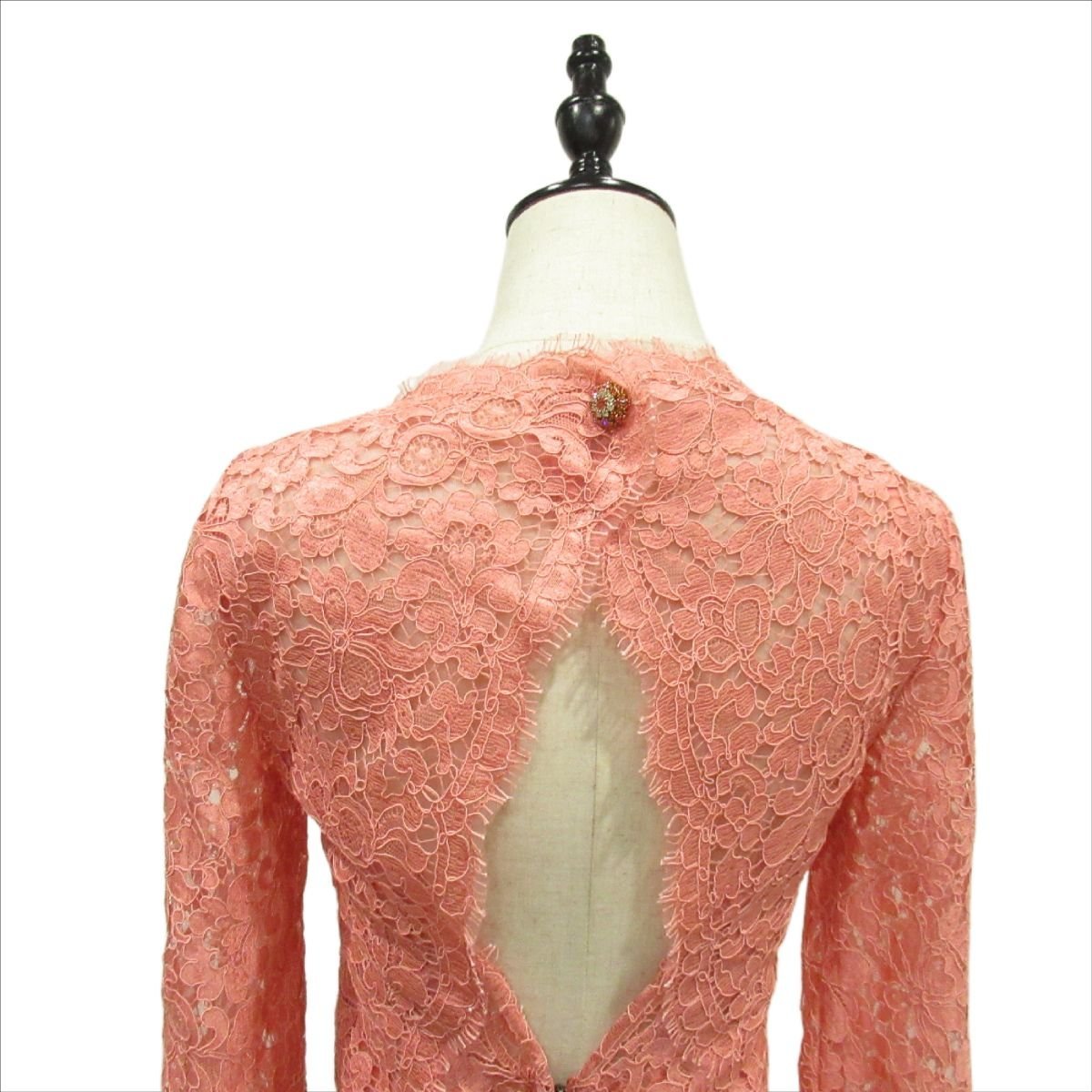  unused goods DOLCE&GABBANA Dolce & Gabbana open back sia- race embro Ida Lee long dress size 38 pink 