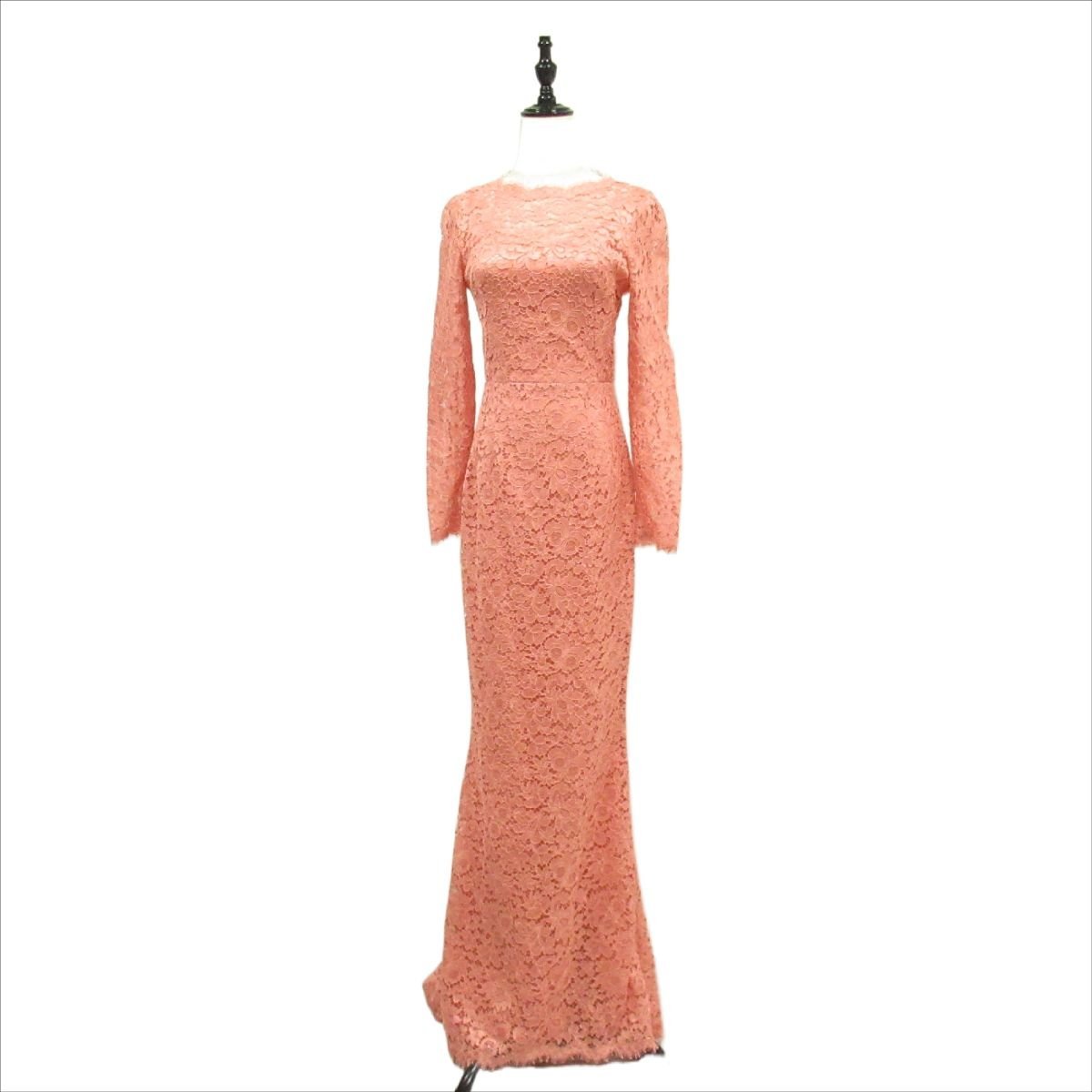  unused goods DOLCE&GABBANA Dolce & Gabbana open back sia- race embro Ida Lee long dress size 38 pink 