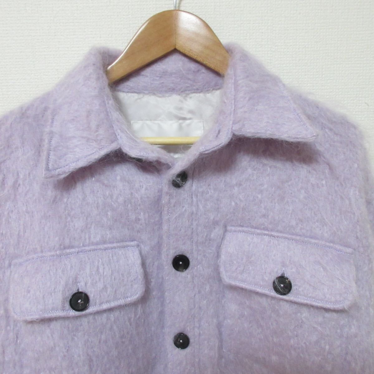 美品 22AW JANE SMITH ジェーンスミス IENA取扱い モヘア オーバーサイズ フラップポケットシャツ 22WSH-#431L サイズ36 紫 パープル_画像4