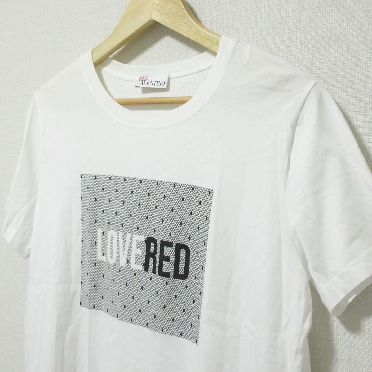 ほぼ美品 RED VALENTINO レッドヴァレンティノ 2019年モデル 半袖 プリント Tシャツ カットソー XL 白 ホワイト 601_画像4