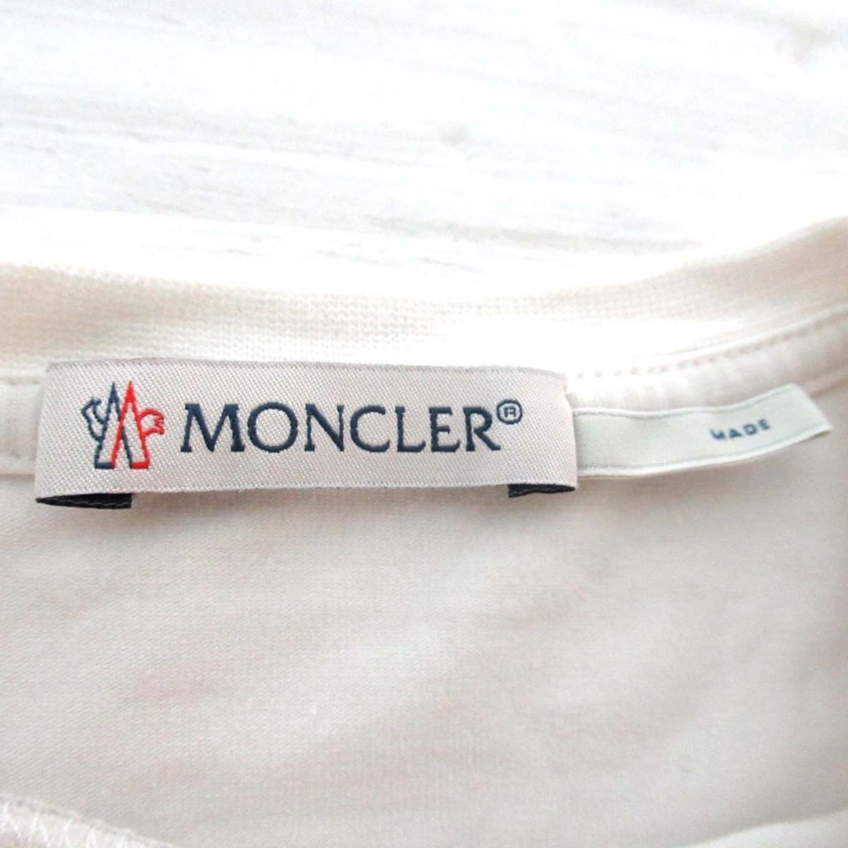 美品 MONCLER モンクレール 2018年モデル レースロゴワッペン 半袖 Tシャツ キッズ 子ども服 3anni 100cm ホワイト×パープル C0603_画像8